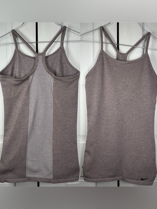 Nike Tops - Nike Women's Racerback Sports Top Light Brown/white Inner Bra Size L